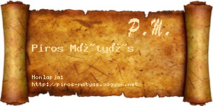 Piros Mátyás névjegykártya